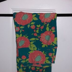 Blue and pink floral LulaRoe leggings